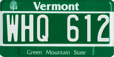 VT license plate WHQ612