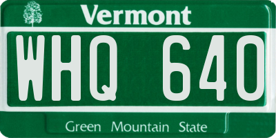 VT license plate WHQ640