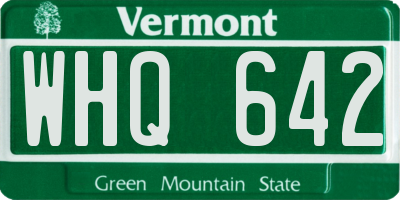 VT license plate WHQ642