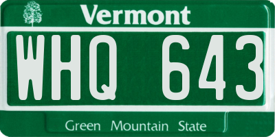VT license plate WHQ643