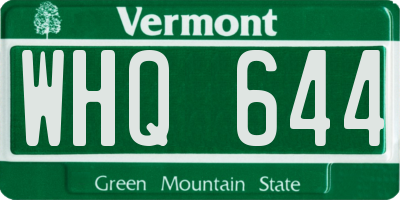VT license plate WHQ644
