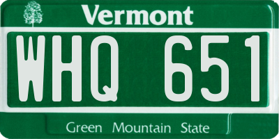 VT license plate WHQ651