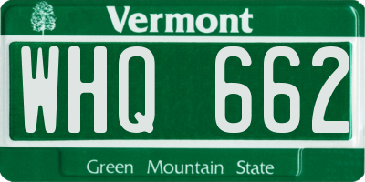 VT license plate WHQ662