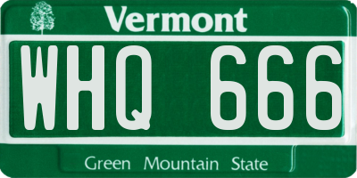 VT license plate WHQ666
