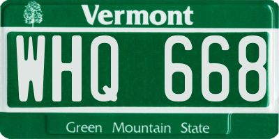 VT license plate WHQ668