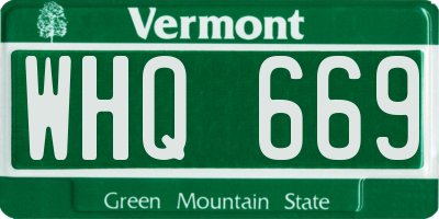 VT license plate WHQ669