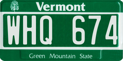 VT license plate WHQ674