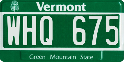 VT license plate WHQ675