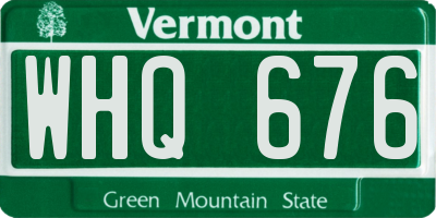 VT license plate WHQ676