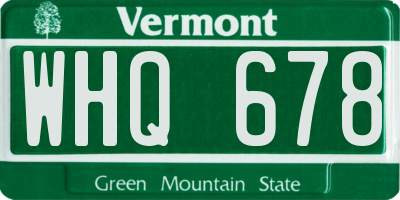 VT license plate WHQ678