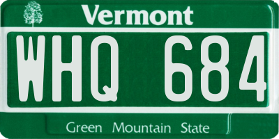 VT license plate WHQ684