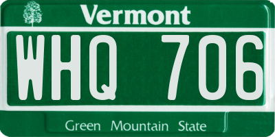 VT license plate WHQ706