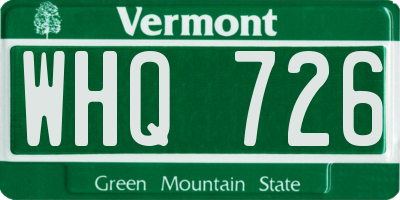VT license plate WHQ726