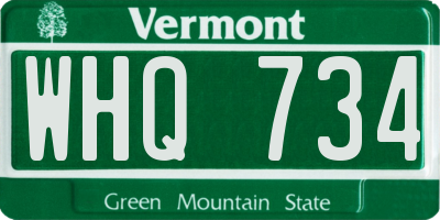 VT license plate WHQ734