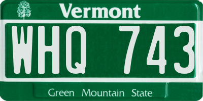 VT license plate WHQ743