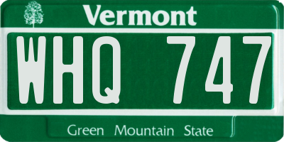 VT license plate WHQ747