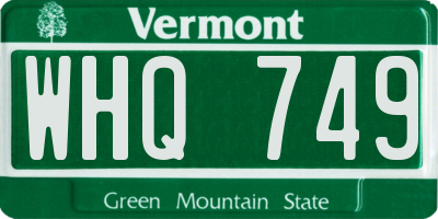 VT license plate WHQ749