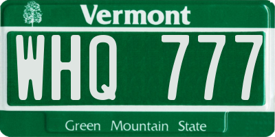 VT license plate WHQ777