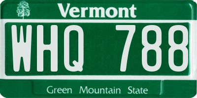 VT license plate WHQ788