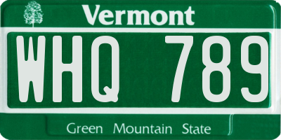 VT license plate WHQ789