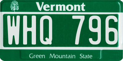 VT license plate WHQ796