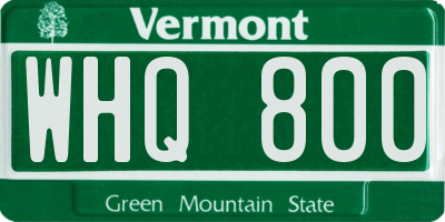 VT license plate WHQ800