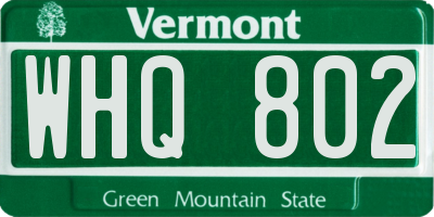 VT license plate WHQ802