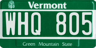 VT license plate WHQ805