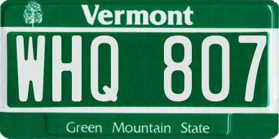VT license plate WHQ807