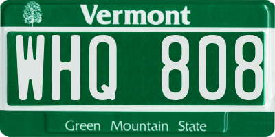VT license plate WHQ808
