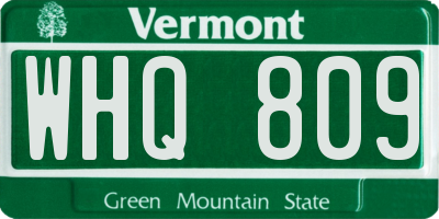 VT license plate WHQ809
