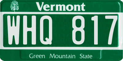 VT license plate WHQ817