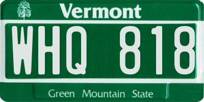 VT license plate WHQ818