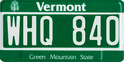 VT license plate WHQ840