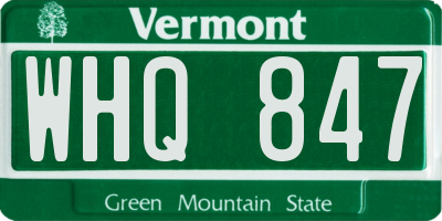 VT license plate WHQ847