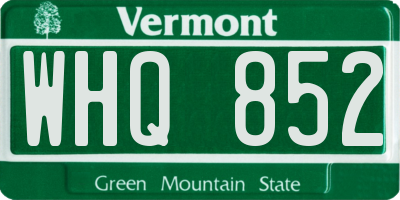 VT license plate WHQ852