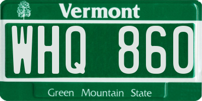 VT license plate WHQ860