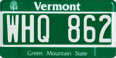 VT license plate WHQ862