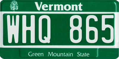 VT license plate WHQ865