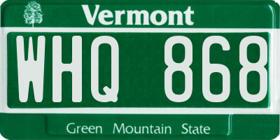 VT license plate WHQ868