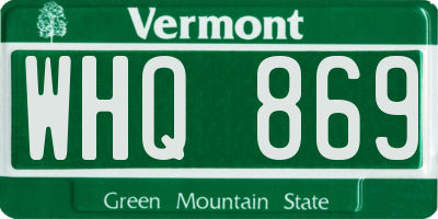 VT license plate WHQ869