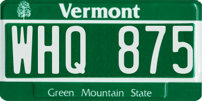 VT license plate WHQ875