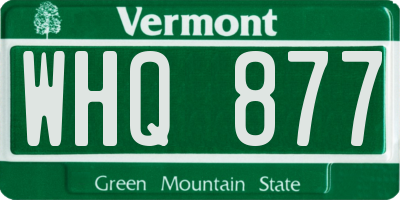 VT license plate WHQ877