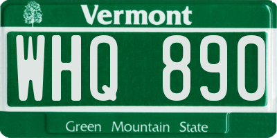 VT license plate WHQ890
