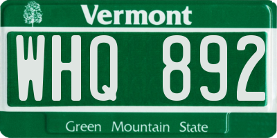 VT license plate WHQ892
