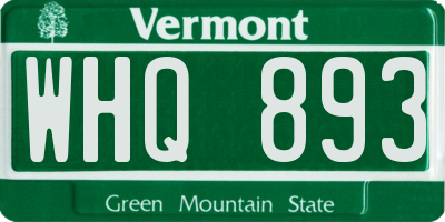 VT license plate WHQ893
