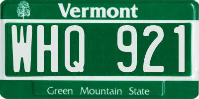 VT license plate WHQ921