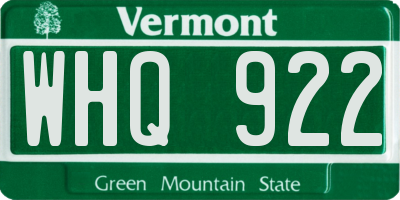 VT license plate WHQ922