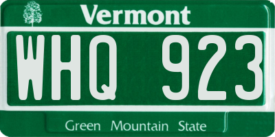 VT license plate WHQ923