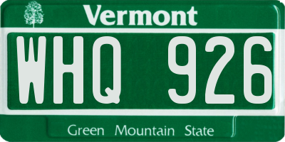 VT license plate WHQ926